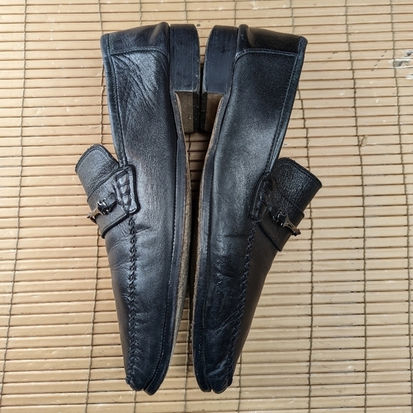 Bruno Magli Mens Horsebit Loafers Shoes Black Leather Silver Bit Size 10.5M.   2 - Picture 6 of 11